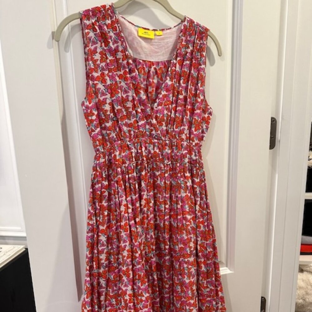 Roller Rabbit Red and Pink Floral Sleeveless Cotton Dress